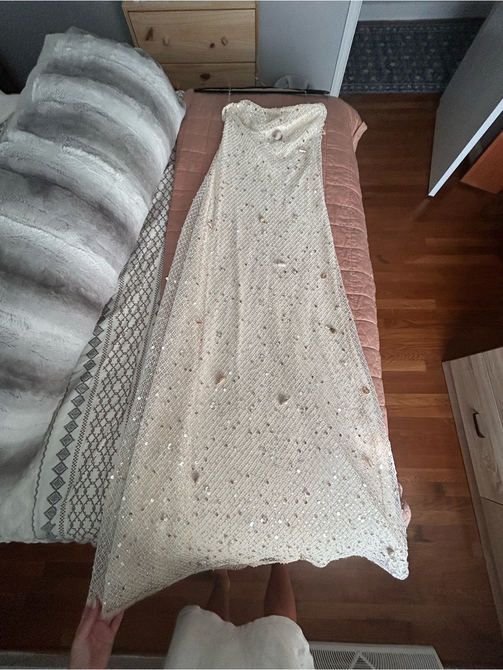 Peppermayo Ivory Sequin Maxi Dress